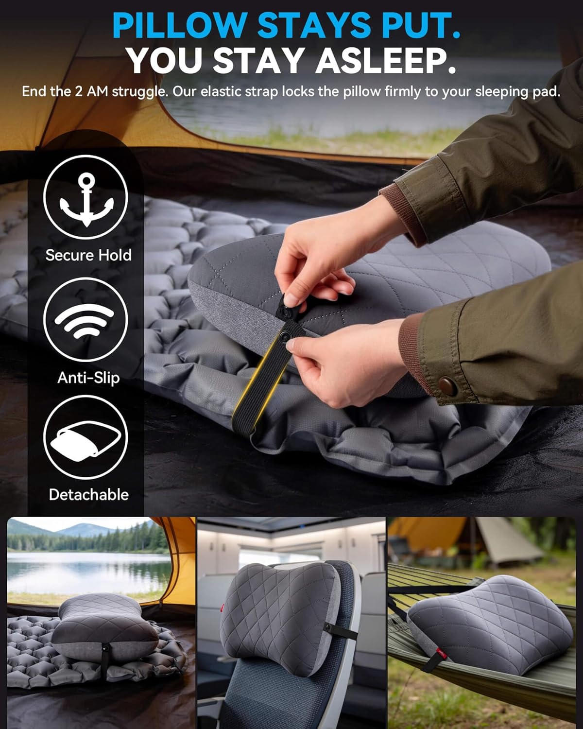 Hikenture Camping Pillow with Removable Cover - Ultralight Inflatable Pillow for Neck Lumbar Support - Upgrade Backpacking Pillow - Washable Travel Air Pillows for Camping, Hiking, Backpacking - Image 9